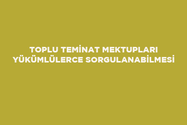 Toplu Teminat Mektupları Yükümlülerce Sorgulanabilmesi